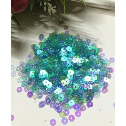 50g 4mm Flat Round Loose Sequins Sewing Paillettes PVC Crafts DIY Accessories Transparent Light Blue AB Confetti