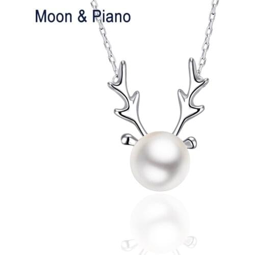 Valentines Day Gift 925 Sterling Silver Pendant Natural Freshwater Pearl Female Deer Necklace Trendy Engagement Gift For Women