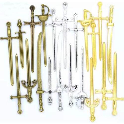7pcs Antique Bronze Plated Sword Charms Pendants For DIY Bracelet Necklace Jewelry Making