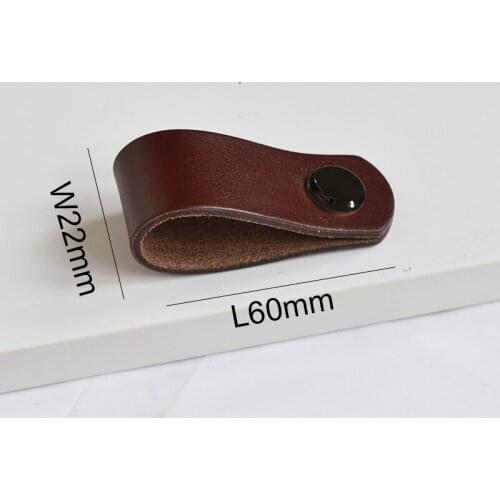Brown Leather Knobs European Retro Furniture Drawer Wardrobe Door Handle Cupboard Shoe Cabinet Cowhide Pulls Knob