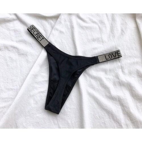 Sexy Women Pantie Crystal Rhinestone Underwear Fitness Gym Thongs Low Rise Fashion Tanga Female Push Up Lingerie Letter ssy52