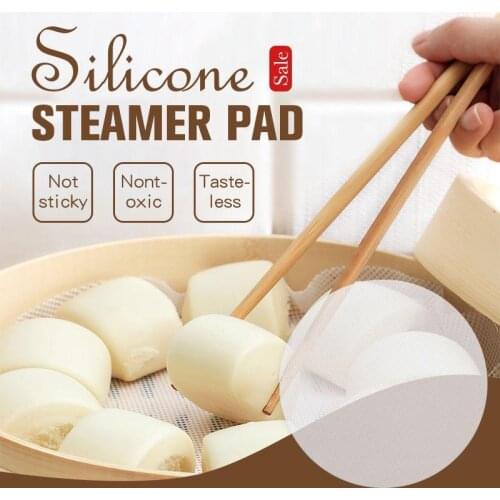 Silicone steamer pad 2pcs Non-Stick Silicone Steamer Pad White Dim Sum Paper Home Restaurant Steamers Mat Kitchen Cooking Tools