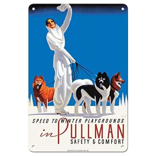 Speed to Winter Playgrounds - Pullman Company - Railroad Travel Poster by William P. Welsh c.1935- Metal Sign