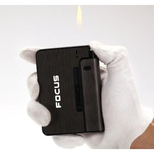 Super Light Metal Cigarette Box with Butane Gas Lighter 10pcs Cigarettes Storage Case Holder Kerosene Oil Lighters New Year Gift