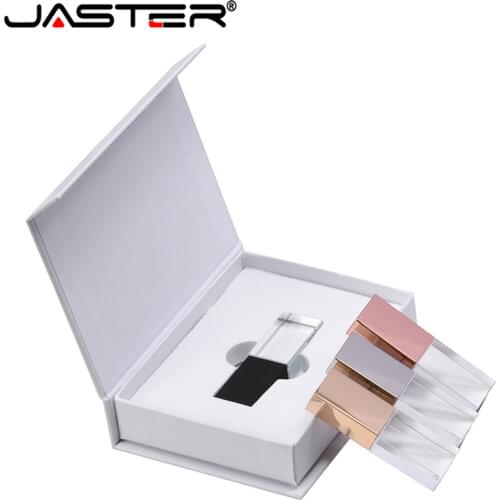 JASTER New Custom LOGO Crystal Usb 2.0 Memory Flash Drive with Gift Box 2GB 4GB 8GB 16GB 32GB 64GB