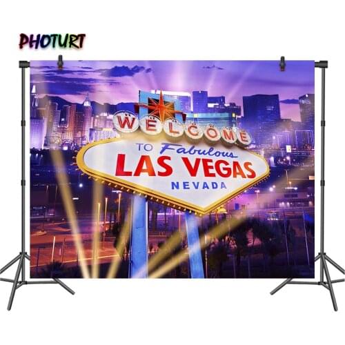 PHOTURT Las Vegas Party Background City Casino Night Party Decorations Vintage Photography Backdrops for Photobooth Props