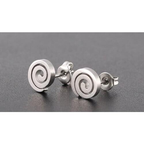 Yungqi New Fashion Spiral Stud Earrings For Women Vintage Statement Simple Swirl Ripple Female Earrings Stainless Steel Jewelry