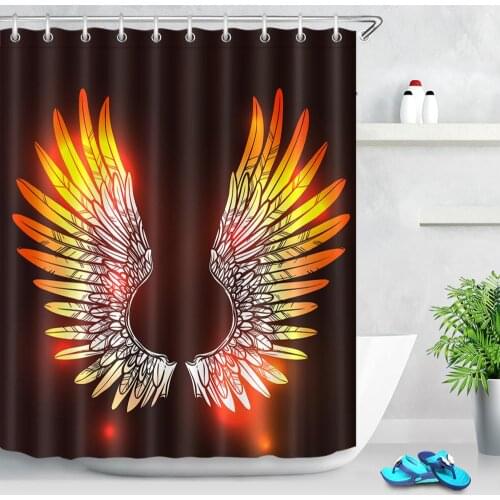 Colorful Angel Wings Creativity Shower Curtains With Hooks Waterproof Polyester Fabric Kids Bathroom Curtain Decor Bath Screen