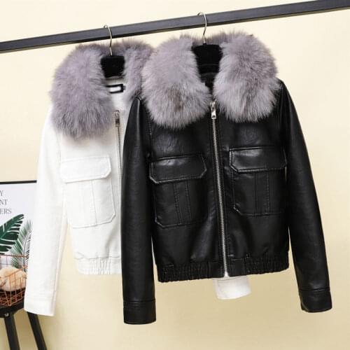 2021 Winther Women Jacket Faux Leather Short Warm Casual Basic Coats Zipper Ladies Loose Outwear Windproof Top Female Portable