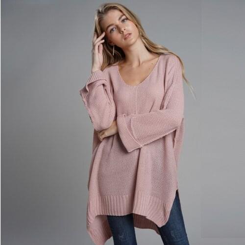 Sweater female 2021 autumn and winter new commuter loose large size solid color sweater female hipster sweater