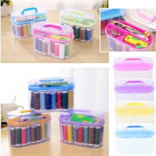 1 Pc Sewing Kit Tool Storage Box Needle Thread Scissor Organizer Container Tool Box Random Color