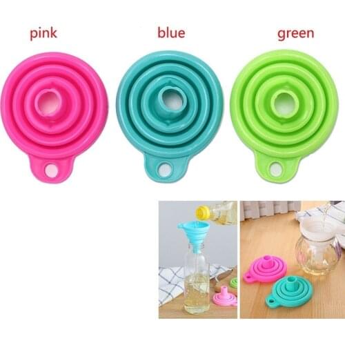 1pcs Silicone Gel Collapsible Practical Foldable Funnel Hopper Kitchen Tools