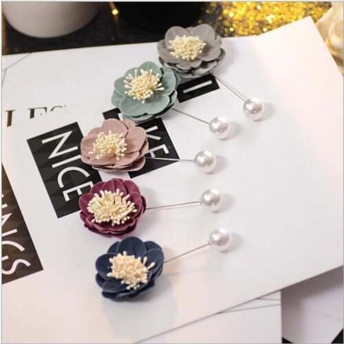 10Pcs 5Kinds Colors New wedding brooch wild accessories pearl fabric flowers bride bridesmaid brooch collar Wedding decorations