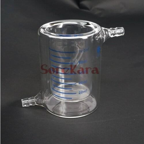 100ml Laboratory Jacketed Borosilicate Glass Beaker Double Layer Beaker for Photocatalytic Experiment