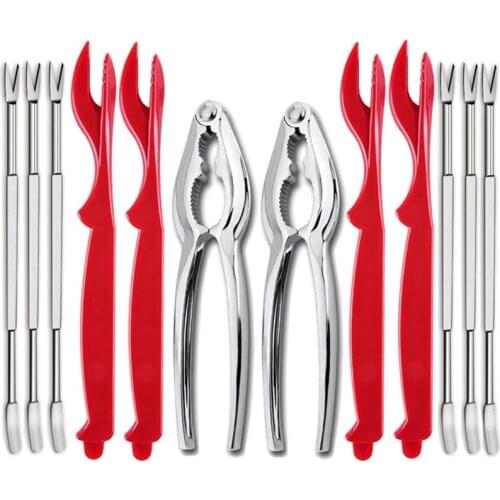 12Pcs Seafood Tools Crab Crackers Nut Cracker Forks Set Opener Shellfish Lobster Leg Sheller Knife Kitchen Accessories