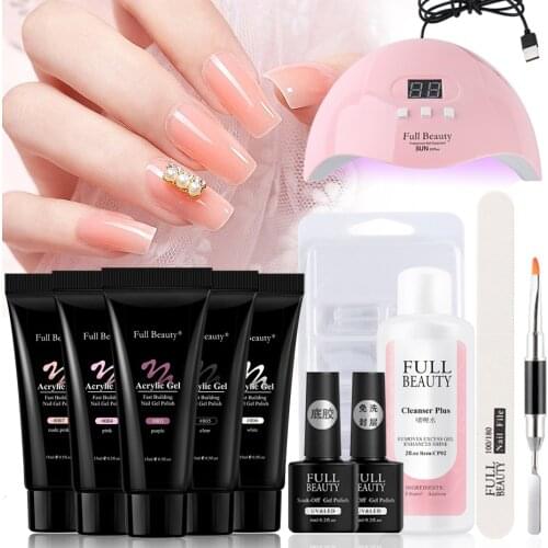 9 /13pcs Crystal Acrylic Gel Nail Kit Quick Building Gel Polish UV Lamp Nails Art Extension Tip Form Manicure Tools Set LA1863