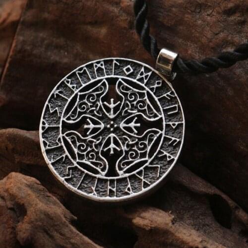 20pcs viking Runes Four Thors Hammer Pendant Dragon Soul Jewelry norse symbol necklace Rune Circle, Amulet pendant