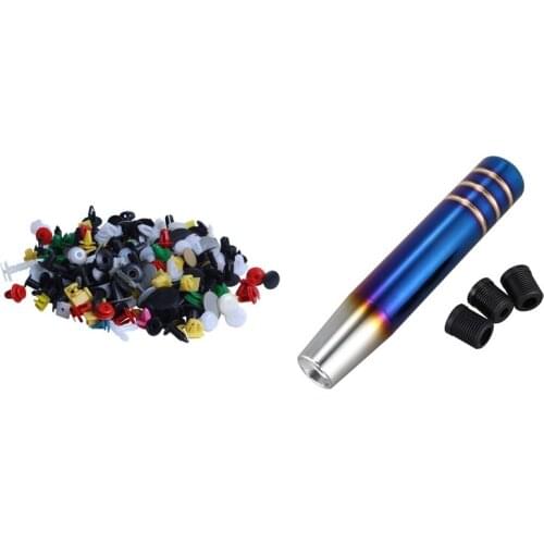 200Pcs Universal Mixed Auto Fastener Car Bumper Clips Retainer & 1x 18CM Car Manual Shift Knob Gear Head Shifter Lever