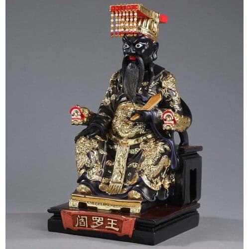 39CM LARGE WHOLESALE BUDDHA TAOISM FIGURE SOUTHEAST ASIA EXORCISE EVIL SPIRITS FENG SHUI KING OF HELL GOD YAN WANG YE STATUE