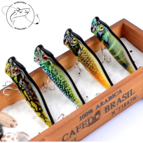 4pcs/Lot TopWater 3D Eye Popper Fishing Bait 9.5cm/12g Crankbait Wobblers Artificial Hard Sea Fishing Lures with Hook Tackle