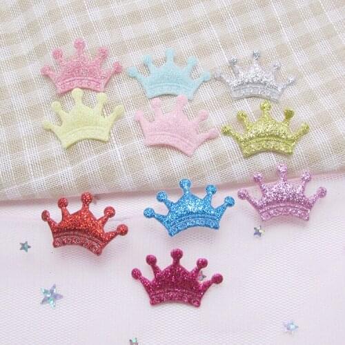 50PCS/Lot 3*1.8cm shiny crown Padded Applique Crafts for Children Headwear Hair clip Accessorie and Garment Accessoires