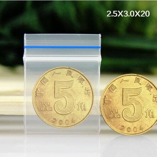 500pcs Blue Lace Mini Self Sealing Zip Lock Plastic Bags 2.5x3cm 0.2mm Thick Transparent Earrings Small Plastic Bag With Zippe