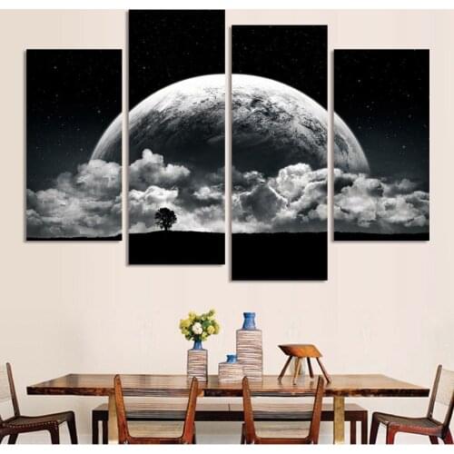 4piece diamond embroidery Black and white earth Planet Landscape full square diamond painting cross stitch round drill mosaic