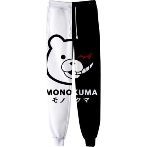 Anime Danganronpa Monokuma 3D Joggers Pants Men/Women Casual Trousers Hip Hop Sweatpants black white bear Cosplay Costumes