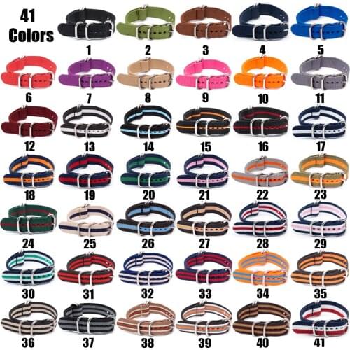 Wholesale Premium Ballistic Nylon Watch Strap 18MM 20MM 22MM 24MM with Heavy Duty Stainless Steel Ring Buckle 41 Colors Options