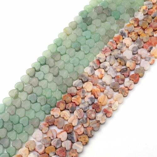 Wholesale 240pcs Fashion Crazy Agates Roses Quartz Natural Stone Heart Beads For DIY Jewelry Accessories Findings Free Shipping
