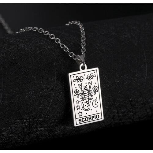 Cazador Vintage Zodiac Necklace for Women Men Stainless Steel 12 Constellation Libra Virgo Gemini Taurus Aries Pisces Necklaces