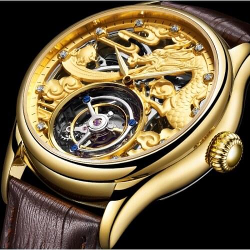 AESOP Mens Tourbillon Watch Mechanical Watches for Men Wristwatch Man Skeleton Male Clocks Sapphire Mechanical Watch Luxury