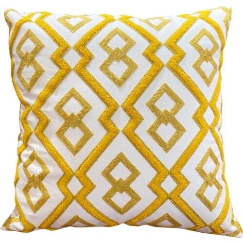 Cushion Cover Cute Geometric Embroidery Pillow Case with for Sofa Bed Simple Home Decorative 45X45CM
