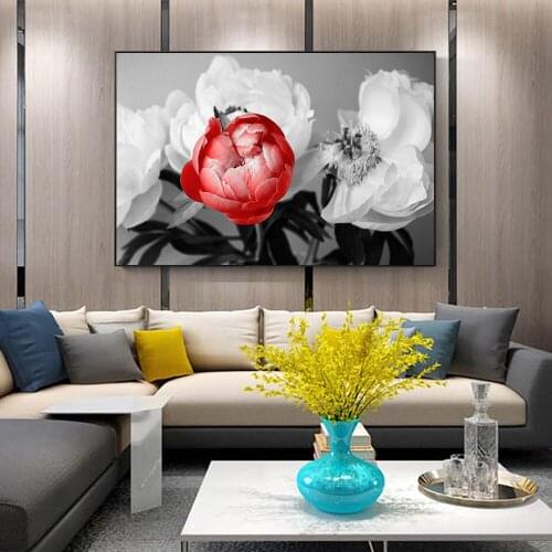 Black and White Wall Art Flower Canvas Painting Quote Posters and Prints Minimalist Pictures for Living Room Decor