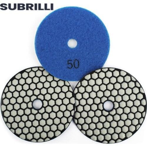 3pcs 4"/100mm Diamond Dry Polish Pads Flexible Resin Bond Diamond Sanding Disc Granite Marble Ceramic Stone Angle Polisher Wheel