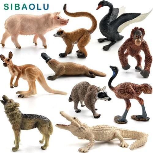 Ostrich Meerkat Okapi Swan Wolf Crocodile Platypus Deer animal model Pig figurine home decor fairy garden decoration accessories