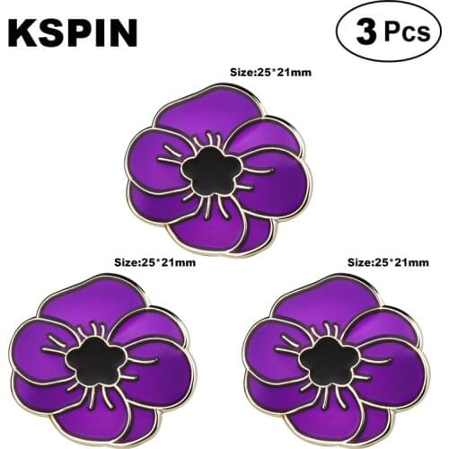 Purple Poppy Flower Lapel Pin Brooches Pins Flag badge Brooch Badges