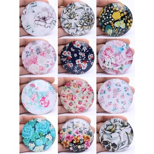 12pcs 20mm Photo Glass Cabochons mixed floral pattern diy handmade jewelry finding components