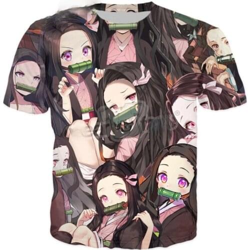 Anime Kamado Nezuko Otaku 3D All Over Printed T Shirts Summer Casual Streetwear Short Sleeve Top Tee Women Clothing US Size