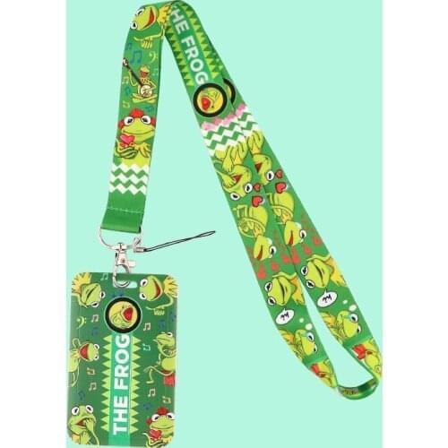 G2097 Cartoon Frog Lanyard Keychain keys Badge ID Mobile Phone Rope Kids Gifts Lanyard With Card Holder Cover