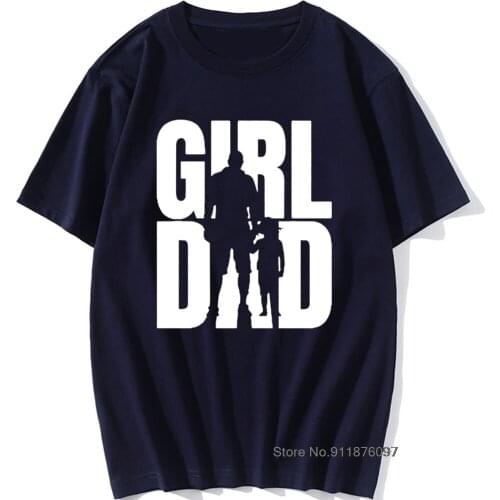 GirlDad Girl Dad Proud Father of Daughters Cute Fathers Day Mens T-Shirt Cotton Black Tee