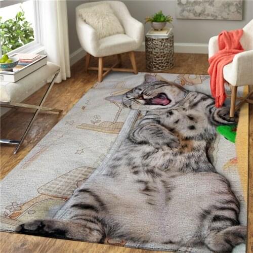 Funny Cat 3D Printed Carpet Mat for Living Room Doormat Flannel Print Bedroom Non-slip Floor Rug 01