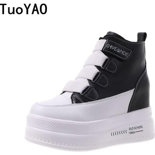 White Trendy Shoes Women High Top Sneakers Women Platform Ankle Boots Basket Femme Chaussures Femmes Height Increase 8CM Shoes