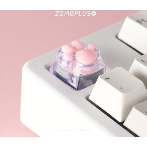 ZOMOPLUS 3D PRINTED RESIN & SILICONE TRANSPARENT KITTY PAW ARTISAN KEYCAP MECHANICAL KEYBOARD KEYCAP