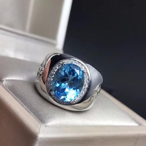 Royal Blue Topaz mens RING 925 silver customized ring size new recommended simple ring