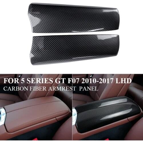 Carbon Fiber Car Armrest Box Panel Cover Trim Center Console Decoration Stickers For-BMW 5 Series GT F07 528I 535I 10-17