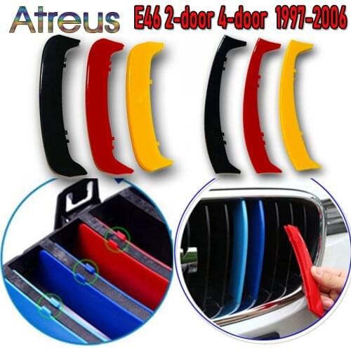 3pcs ABS M/Germany Color Car Racing Grille Strip Trim Clip Stickers For BMW E46 Copue 3 Series Touring Compact Accessories 97-06