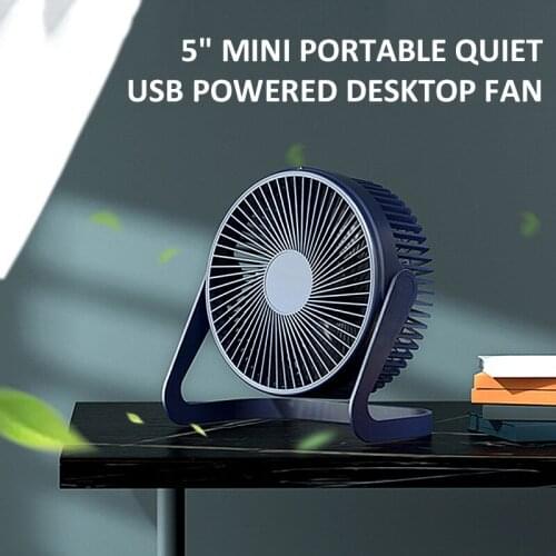 5" Portable Quiet USB Wireless Powered Desktop Fan Table Cooling Mini Air Cooler for Home Office Household