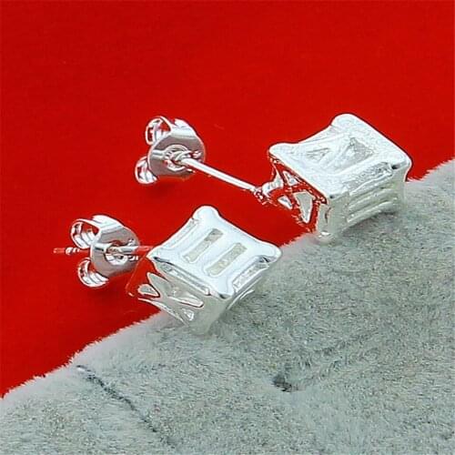 NEW 925 Sliver Plated Roman Numerals Square Earrings Trendy Fashion Jewelry For Women Delicate Birthday Wedding Gift