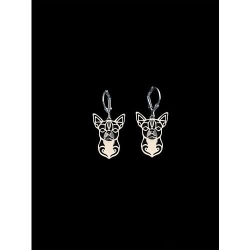 New Unique Romantic Gold Silver Color Long Haired Chihuahua Drop Earrings Animal Earrings For Women Girl